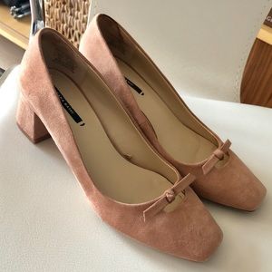 Zara blush block heels